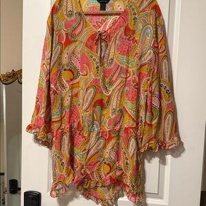 Moda International Multicolor Paisley Swim Coverup
